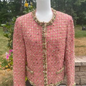 Carlisle Tweed Blazer in beautiful greens and pinks size 12
